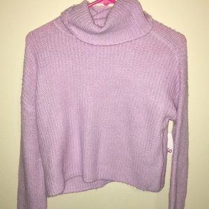 pastel purple crop turtleneck sweater